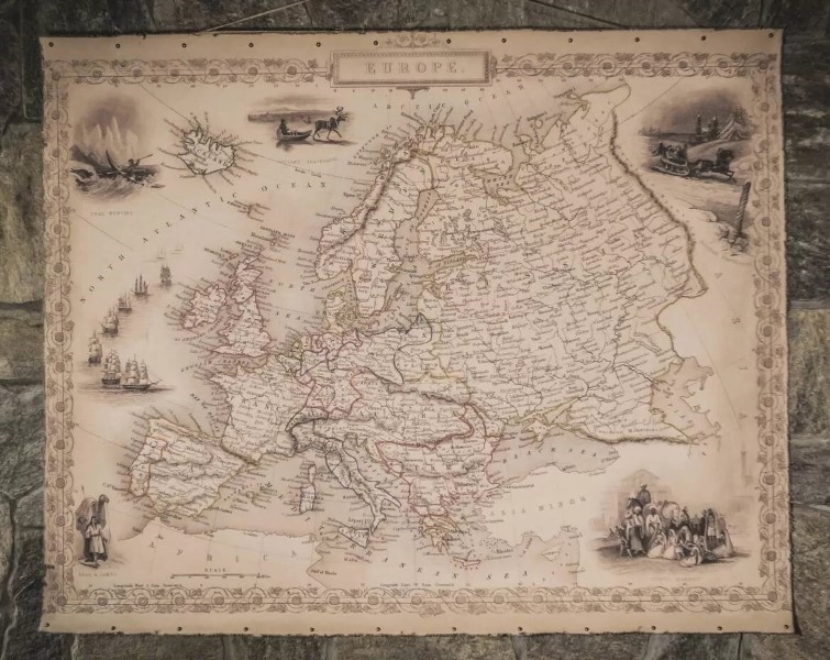 Vintage map of Europe 1851